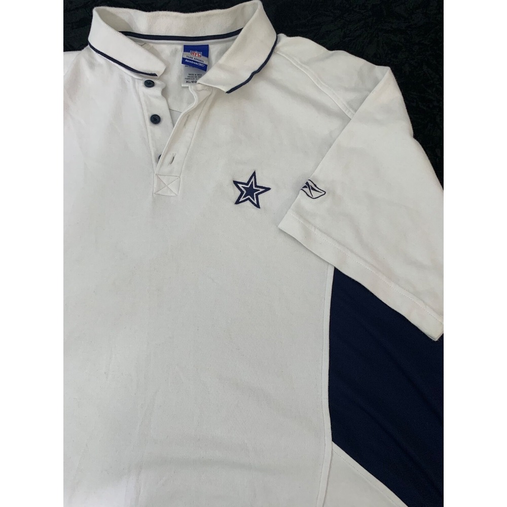 Dallas Cowboys Reebox Sz XL Cotton Polo‎ Shirt Men's Short Sleeve NFL White